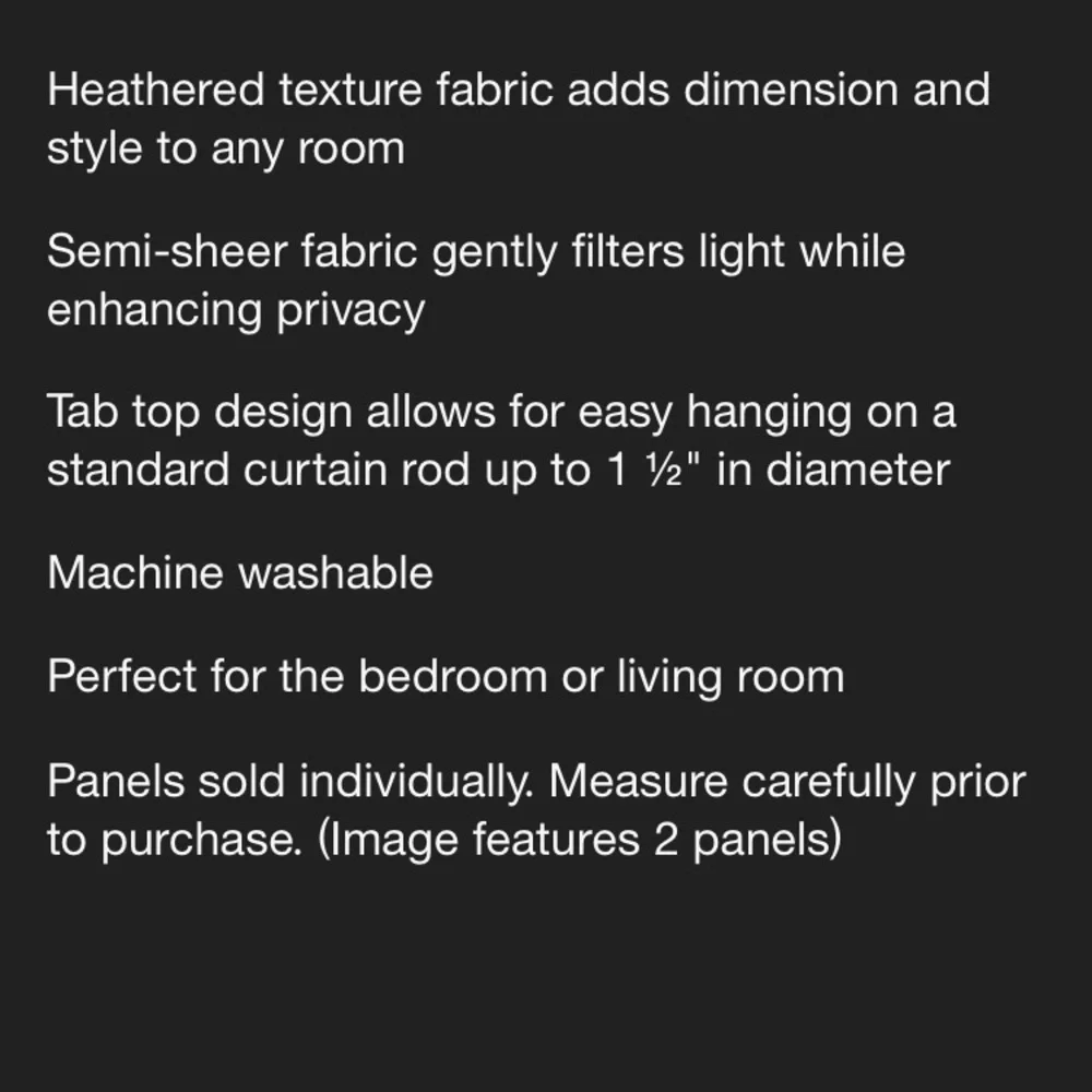 NIP Joshua Heathered Textured Tab Top Semi Sheer Curtain Panel Silver- No 918
